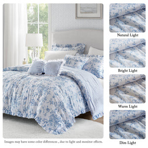 English Elm 5 Piece Full/Queen Comforter Set with Decorative Pillows - Soft Microfiber, Hypoallergenic, Cozy Layering Blue 16.54 L x 12.6 W x 7.87 H B035P381287