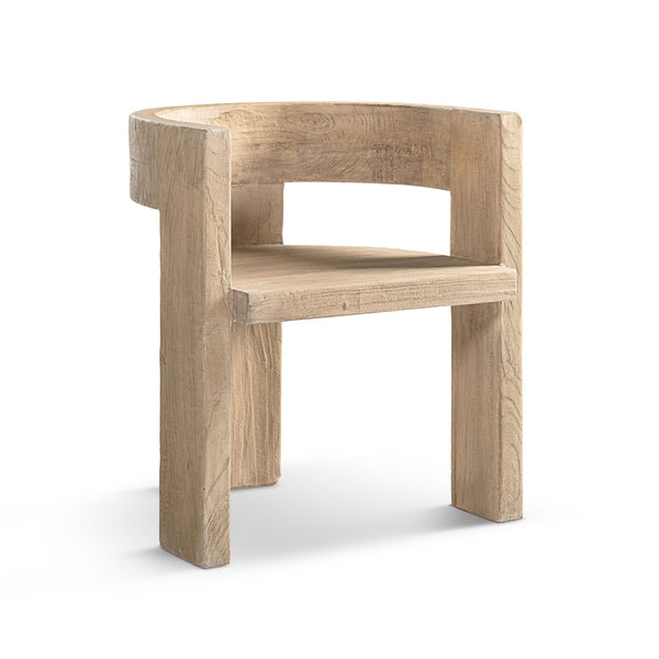 English Elm Soren Reclaimed Elm Sculptural Dining Chair with Wraparound Back Wabi-sabi Craft Natural B2719P474460
