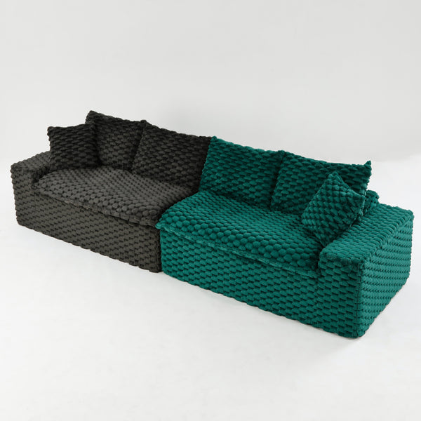 English Elm Luxury Color-Block Turtle Velvet Sofa - Versatile & Stylish Seating For Cozy Living Room Gatherings W3371S00052