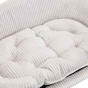 English Elm Christopher Knight Home® - Elevated Dog Bed Frame with Corduroy Pet Couch, Rubber Wood Legs, Supportive Foam for Small Dogs Beige N779P179967A