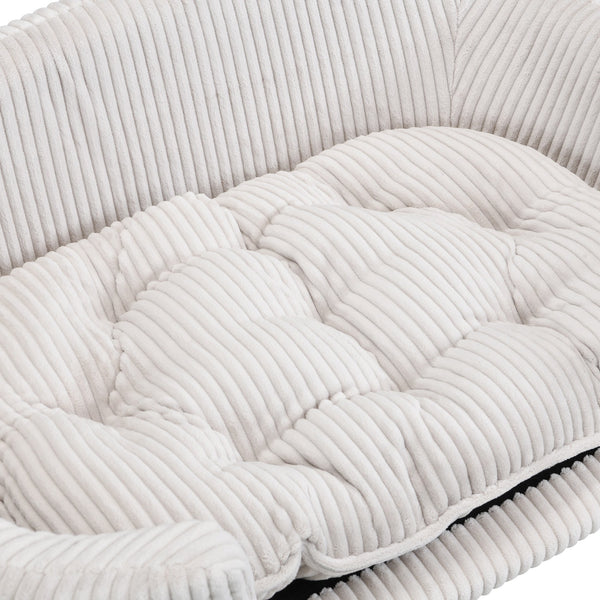 English Elm Christopher Knight Home® - Elevated Dog Bed Frame with Corduroy Pet Couch, Rubber Wood Legs, Supportive Foam for Small Dogs Beige N779P179967A