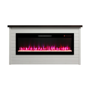 English Elm 65" Wall Mantel Electric Fireplace with Led Flame Heater for Living or Bedroom W1769S00016