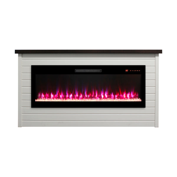 English Elm 65" Wall Mantel Electric Fireplace with Led Flame Heater for Living or Bedroom W1769S00016