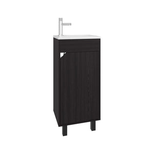 English Elm Bathroom Sleek Single-Door Vanity with Integrated Sink — Modern Minimalist Engineered Wood Storage, Durable & Eco-Friendly Black 33.86 L x 18.9 W x 11.42 H B097P296887
