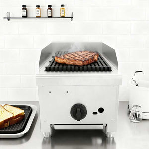 English Elm 12 Inch Single Burner Countertop Gas Charbroiler with Lava Rock and Cast Iron Grates W5057P394260