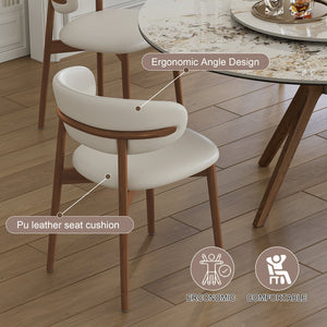 English Elm 59-Inch Modern Sintered Stone Dining Table Set With Turntable & 6 Chairs – Stylish & Durable Design! W509S00134