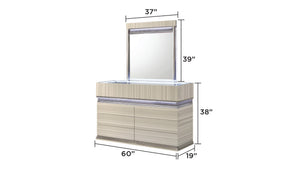 English Elm Leonor Queen Bedroom Set with Led Lighting Gray Wood Five Piece Modern Suite B009S02304