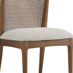 English Elm Christopher Knight Home® - Cane Rustic Upholstered Side Chair with Cane Webbing and Rubberwood Frame, Plush Seating, 2-Pack White+Walnut N771P196517T