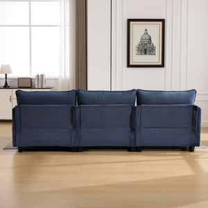 English Elm United We Win Modular Corduroy Sectional with Ottoman Low Profile Living Room Couch Navy W1568S00261