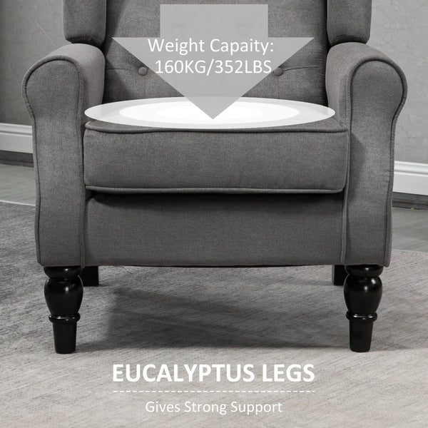 English Elm Modern Diamond-tufted Accent Chair Eucalyptus Frame Rounded Arms Living Room Seat T3971P405899