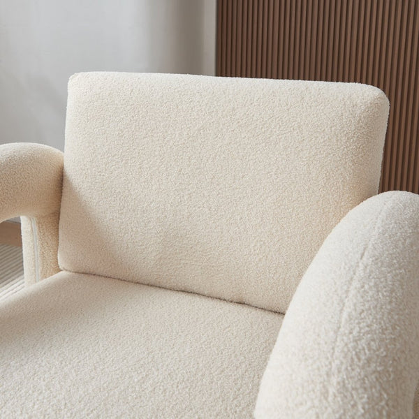 English Elm Modern Sherpa Upholstered Accent Chair Plush Curved Arms Solid Wood Frame Lounge Seat W1765P327037