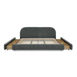 English Elm King Upholstered Storage Bed Curved Headboard Circle Yarn Fabric Modern Minimalist Frame Dark Gray W487S00470