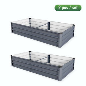 English Elm 6x3x1ft Galvanized Steel Raised Garden Bed Rust Proof Outdoor Planter for Vegetables W3213P464142