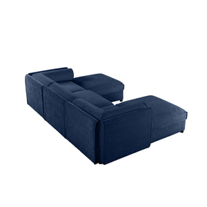 English Elm Elegant Blue Chenille Sofa With Hidden Storage, Ergonomic Design & Modular U-Shaped Comfort For Modern Homes W714S01051
