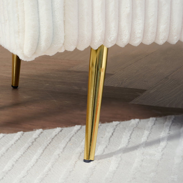 English Elm 79 Corduroy Sofa Bed Foldable Double Convertible Sleeper with Folding Armrests for Compact Living Rooms White W2290P250580