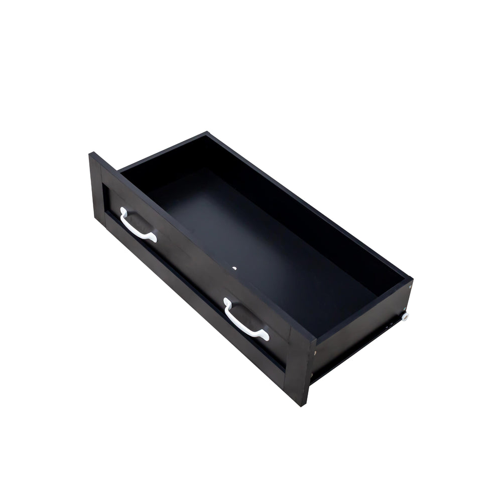 English Elm Modern Black 6-Drawer Side Cabinet with Metal Handles – Spacious Wood Storage Chest for Living Room Bedroom Entryway Organizer W331S00165