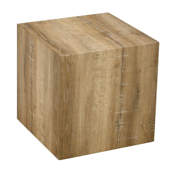 English Elm Elevate Any Room with a Cube Mdf Side Table Featuring Light Wood Grain Texture W1151P187996