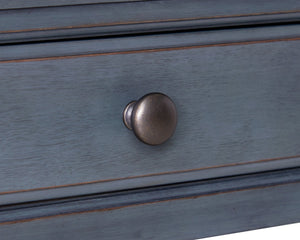 English Elm 24 inch End Table Corduroy Blue Distressed Coastal Accent with Drawer & Shelf, Antique Pewter Hardware B108P193074