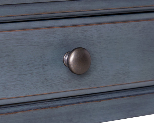 English Elm 24 inch End Table Corduroy Blue Distressed Coastal Accent with Drawer & Shelf, Antique Pewter Hardware B108P193074
