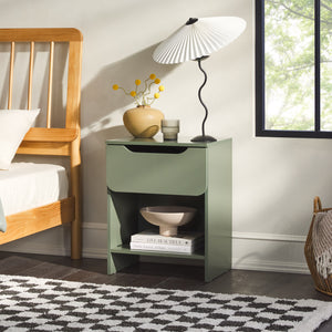 Domm Modern Scandinavian Nightstand with Open Cubby, Sleek Design & Quick 30-Minute Assembly