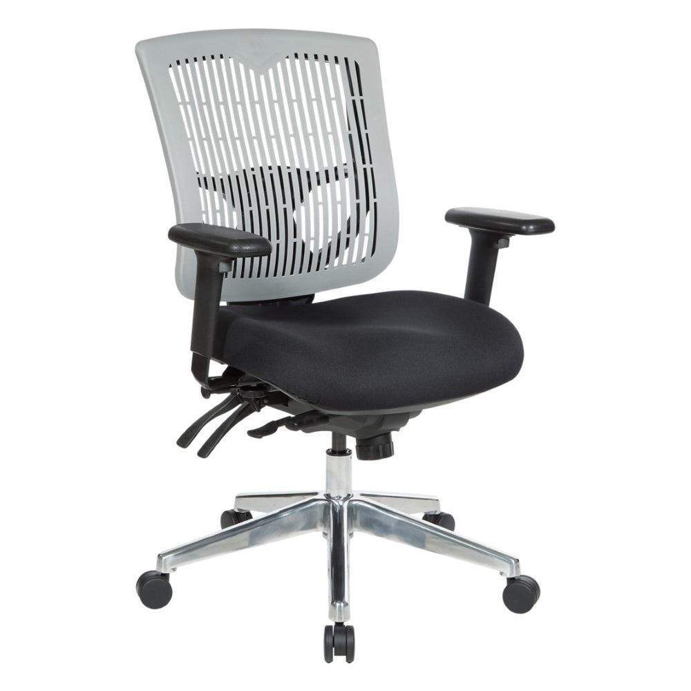 OSP Home Furnishings Contoured Ergonomic Manager Chair with Lumbar Support Foam Seat and Chrome Rolling Base 97898CGY-30