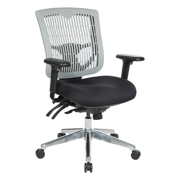 OSP Home Furnishings Contoured Ergonomic Manager Chair with Lumbar Support Foam Seat and Chrome Rolling Base 97898CGY-30