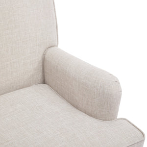 English Elm Vintage Linen Armchair with Rolled Arms and Turned Wood Legs — Plush Cushions, Sturdy Support, Timeless Accent for Living Spaces Cream 29.84 L x 29.5 W x 18.42 H N701P326070C