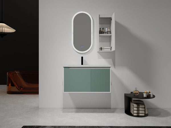 English Elm 12" Bathroom Side Cabinet - Space-Saving Wall-Mount Design With Soft-Close Doors & Modern Style W999P248644