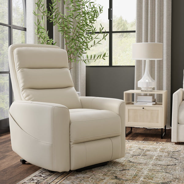 English Elm Faux Power Lift Chair with Premium Faux Leather, USB Charging, Side Pockets & Quiet Motor Recline Off White B339P409531