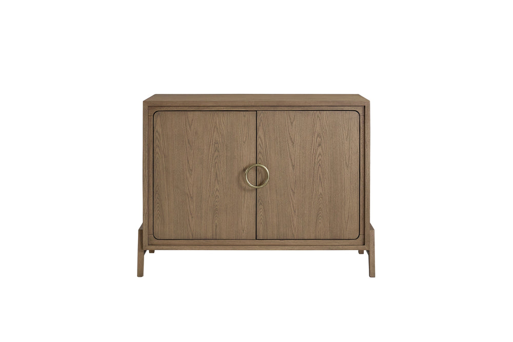 English Elm Two Door Latte Server 46" Light Brown Solid Wood+MDF Buffet Cabinet with Custom Hardware, Modern Finish B2699P238655