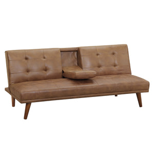 English Elm Upholstered Tufted Convertible Sofa with Cup Holders and Solid Wood Legs B2748P452547