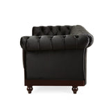 Christopher Knight Home® - Noble House - - Vivalux 59.44" Chesterfield Velvet Loveseat Sofa,2-Person Rolled Arm Dutch Plush Upholstered Sofa Couch With Tufted Button For Living Room, Bedroom, Small Places,Black