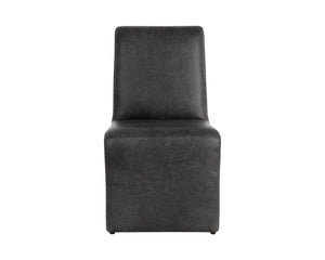 Sunpan CASCATA Dining Chair - Luxurious Marseille Black Leather with Sculptural Design for Comfort & Style 111293