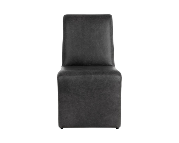 Sunpan CASCATA Dining Chair - Luxurious Marseille Black Leather with Sculptural Design for Comfort & Style 111293