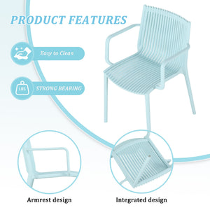 English Elm Summer 5 Piece Stackable Polypropylene Outdoor Dining Set with Round Table for Patios Light Blue,White W3450S00022