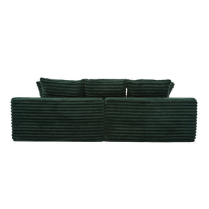 English Elm Oversized Corduroy Cloud Couch Convertible Sleeper Sofa with Memory Foam Seating Emerald W395S00120