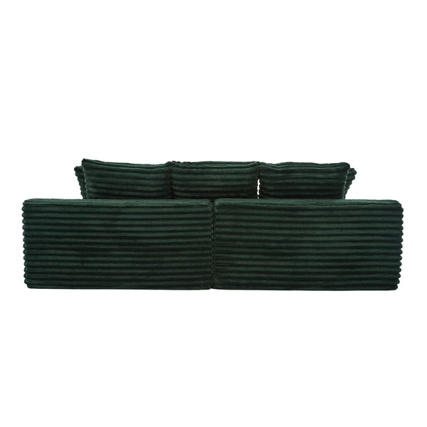 English Elm Oversized Corduroy Cloud Couch Convertible Sleeper Sofa with Memory Foam Seating Emerald W395S00120