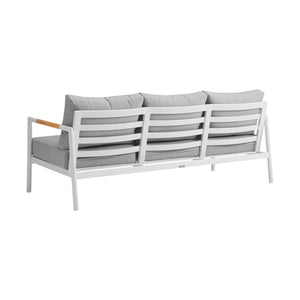 English Elm Wyncrest Aluminum & Teak Outdoor Sofa in Gray — Weatherproof, Plush Quick-Dry Cushions, No Assembly B2736P354340