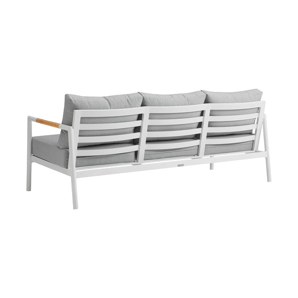 English Elm Wyncrest Aluminum & Teak Outdoor Sofa in Gray — Weatherproof, Plush Quick-Dry Cushions, No Assembly B2736P354340