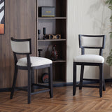 Christopher Knight Home® - Noble House - - 26.5" Counter Stools Set Of 2, Upholstered Counter Height Bar Stools With Comfy Back, Solid Rubber Wood Frame, Backrest, Footrest, Armless Barstools For Home Bar, Kitchen Counter, Beige & Black