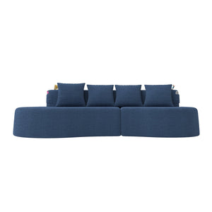English Elm Modern Half Moon Chenille Sectional Three Seat Curved Sofa for Living Room or Apartment Navy W395P435340