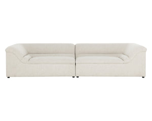 Sunpan Gladys Sofa - Contemporary Curved Design With Sturdy Wooden Frame In Chic Copenhagen Olive Fabric Taupe Fabric 111954