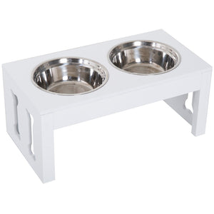 English Elm Pawhut 23" Stylish Elevated Dog Feeding Station With Stainless Steel Bowls For Healthy Digestion W2225P217609-GIGA