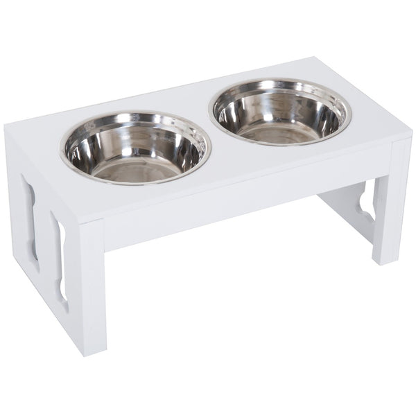 English Elm Pawhut 23" Stylish Elevated Dog Feeding Station With Stainless Steel Bowls For Healthy Digestion W2225P217609-GIGA