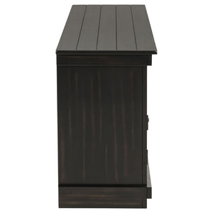 English Elm Castleton Farmhouse Pine Media Console with Six Compartments for Living Room Entertainment Dark Brown B062P448014