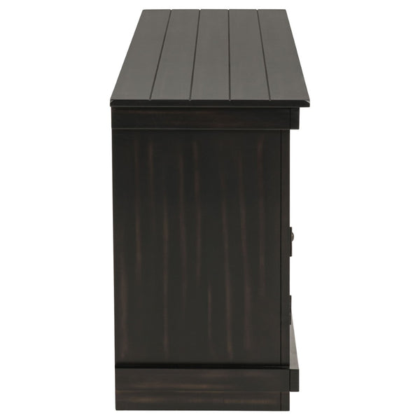 English Elm Castleton Farmhouse Pine Media Console with Six Compartments for Living Room Entertainment Dark Brown B062P448014
