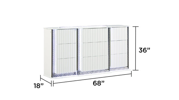 English Elm Fabio Contemporary Queen 5Pc Bedroom Set With Led Lighting, Diamond Accents & White Wood Finish P1 B009S01809-GIGA