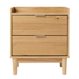 Walker Edison Mid-Century Wood Nightstand - 2 Drawers, Natural Pine, Modern Design, Solid Build