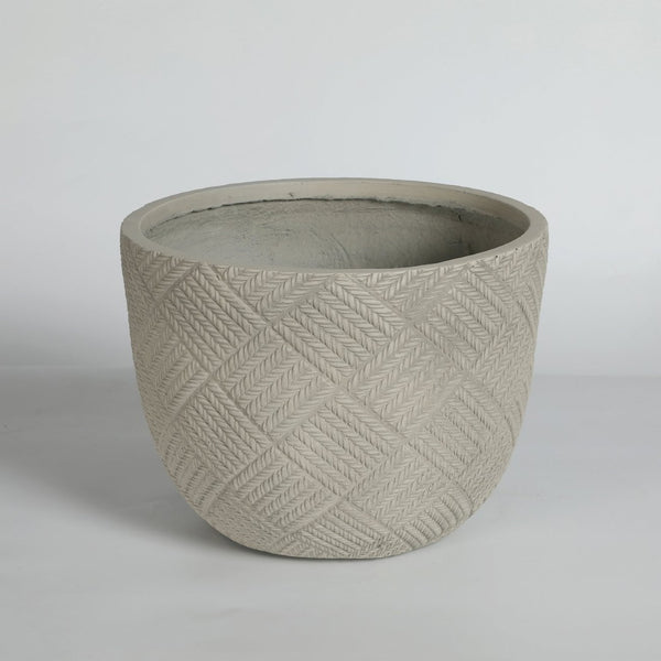 English Elm Round Handcrafted Concrete Planter Set Textured Matte Finish Patio Entryway Garden W347P449331