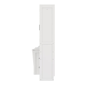 English Elm Queen Murphy Fold Down Wall Bed with Wardrobe Drawers and Shelves for Guest Rooms White LP000909AAK-2